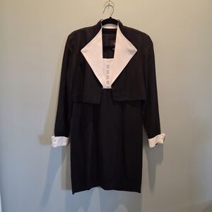 J.S.J. Petites Black White Dress Jacket Set Size 6P Vintage